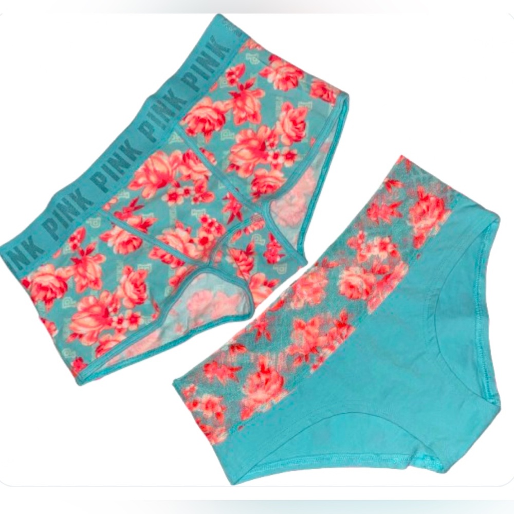 Victoria’s Secret PINK cotton Boyshort lace hipster panties bundle Pink panties